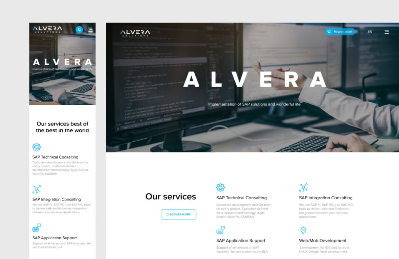 Development of the website for Alvera Solutions company