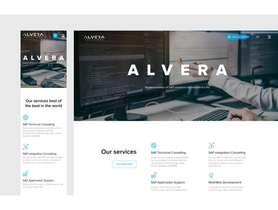 Development of the website for Alvera Solutions company